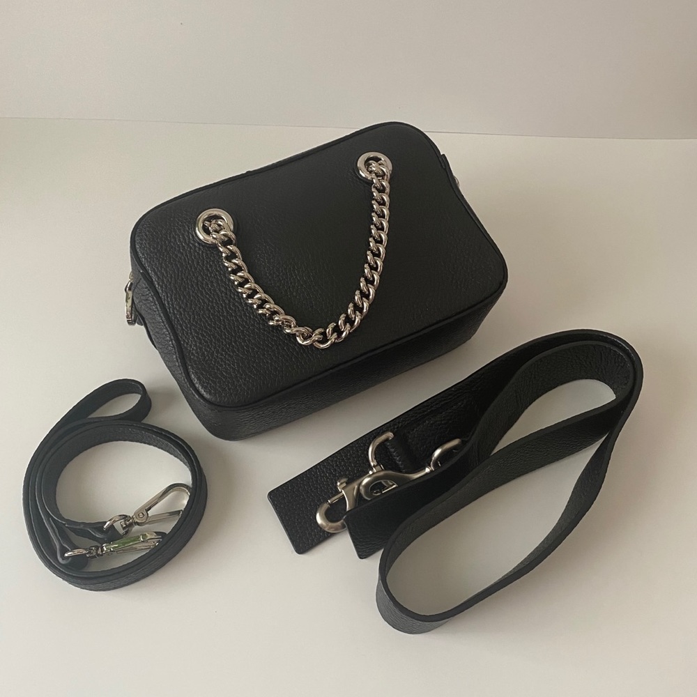 Grained leather camera bag